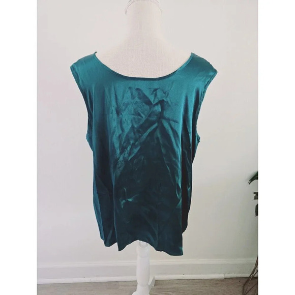 Victorias Secret Country Satin Silky Monogram Emerald Green Tank Top Camisole L - Picture 9 of 13
